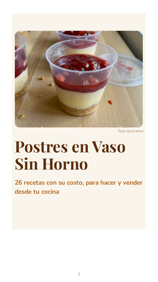 Portada real del recetario digital Postres en Vaso Sin Horno; foto ilustrativa